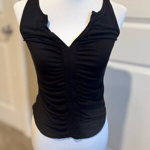 Project Social T Black Helena Ruched Tank Top, S